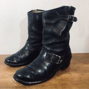 Vintage cowboy motorcycle style leather boots